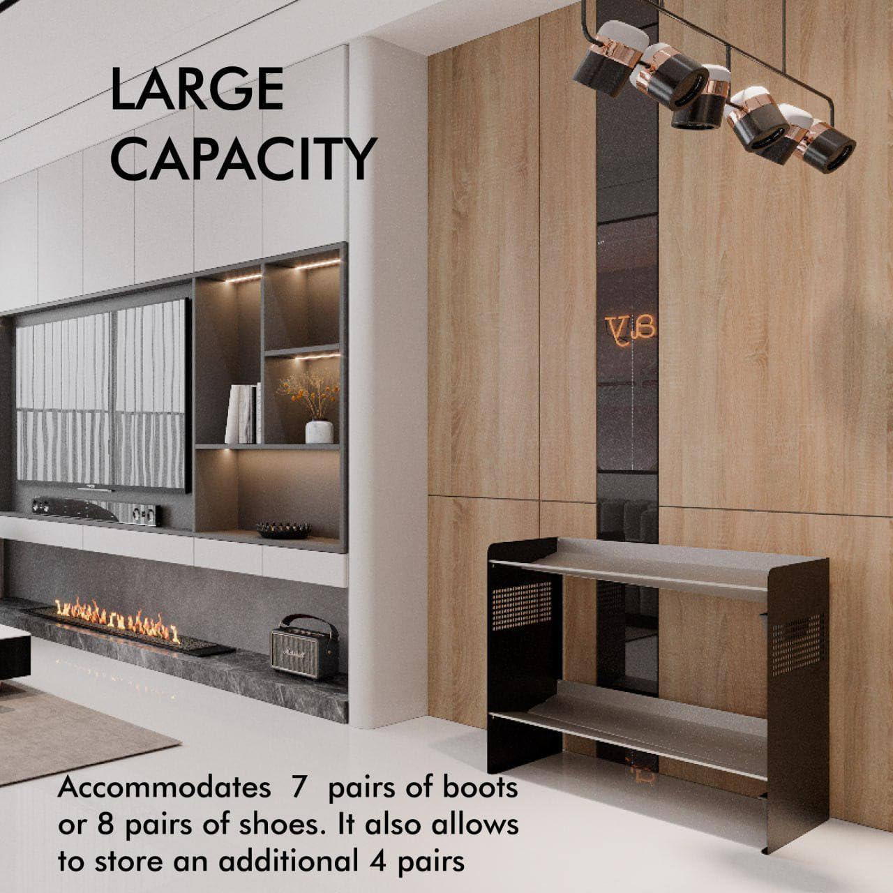 Chic Winter Metal Boot Rack 33" wide - Rustproof Channeling Water Into Containers - 2 tier / 7 pairs Rakabot Signature - Image 9